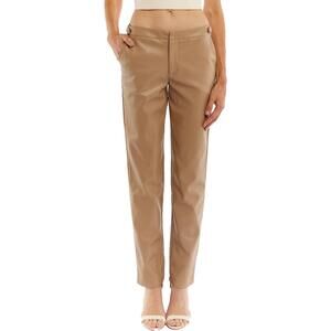 NEW LBLC THE LABEL chloe faux leather trouser with waistline button in taupe